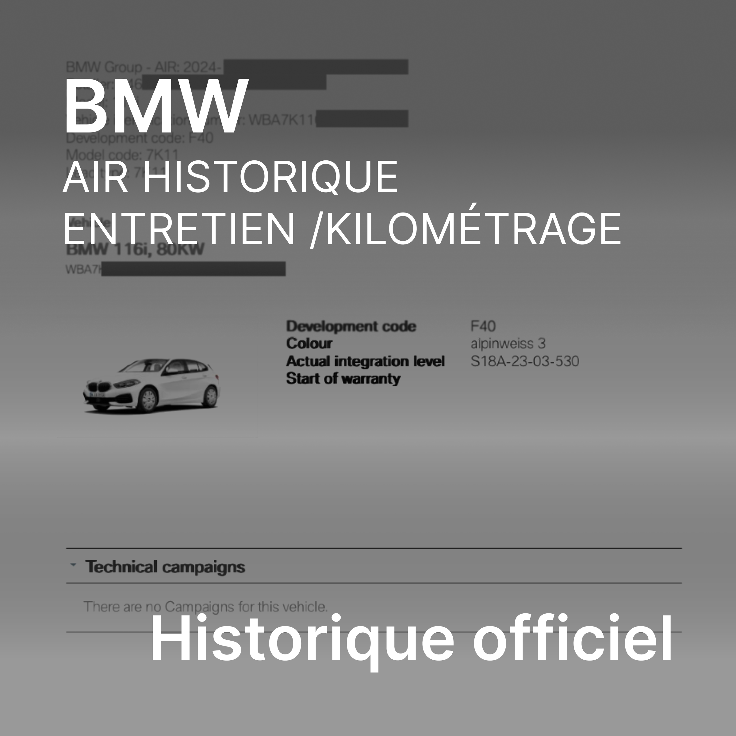 Vérification de l’historique de service, kilométrage et options pour BMW | BMW AIR Service